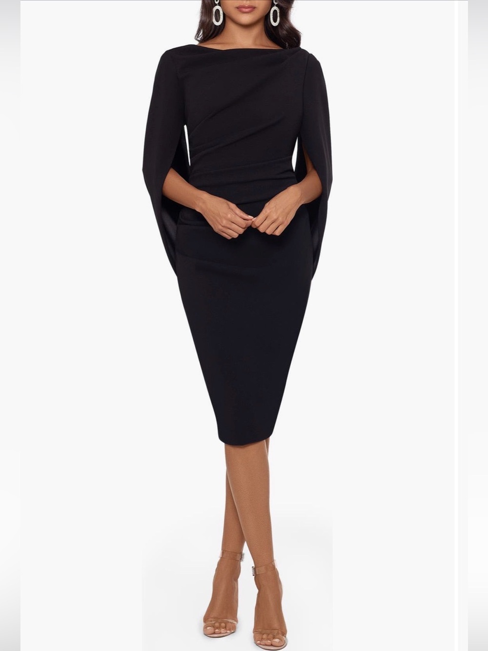ELEGANT Betsy & Adam Classic Crepe Black Dress